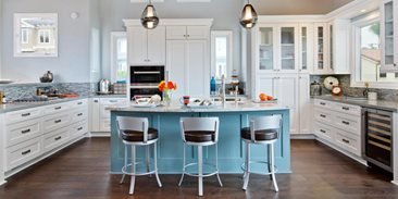 Blue countertop having chairs around from Ace Home & Hardware in Marshall